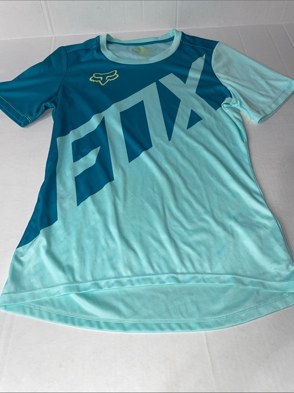 Fox Aqua & Teal Short Sleeve Kids Jersey girls size S